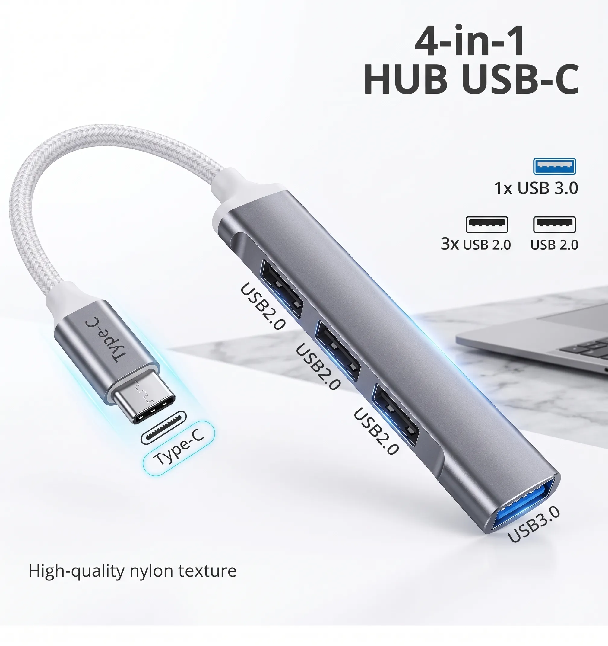 Hub USB-C 3.0 de 4 Puertos OTG
